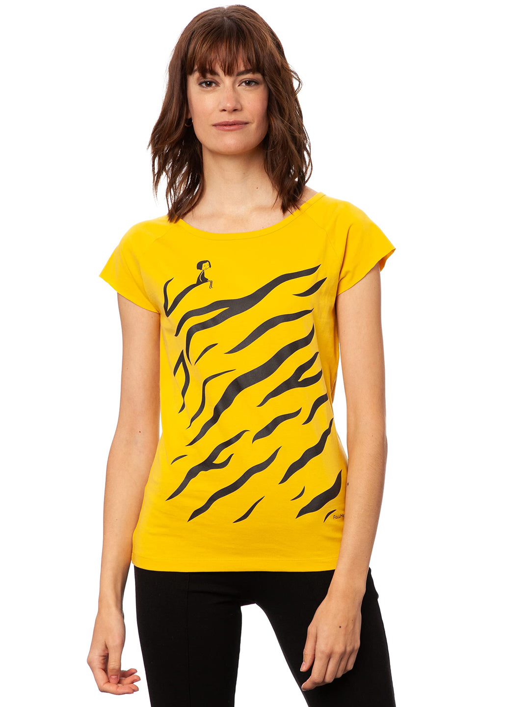 FellHerz Damen T-Shirt Tiger Girl Bio Fair und Vegan M Sunshine, M Sunshine