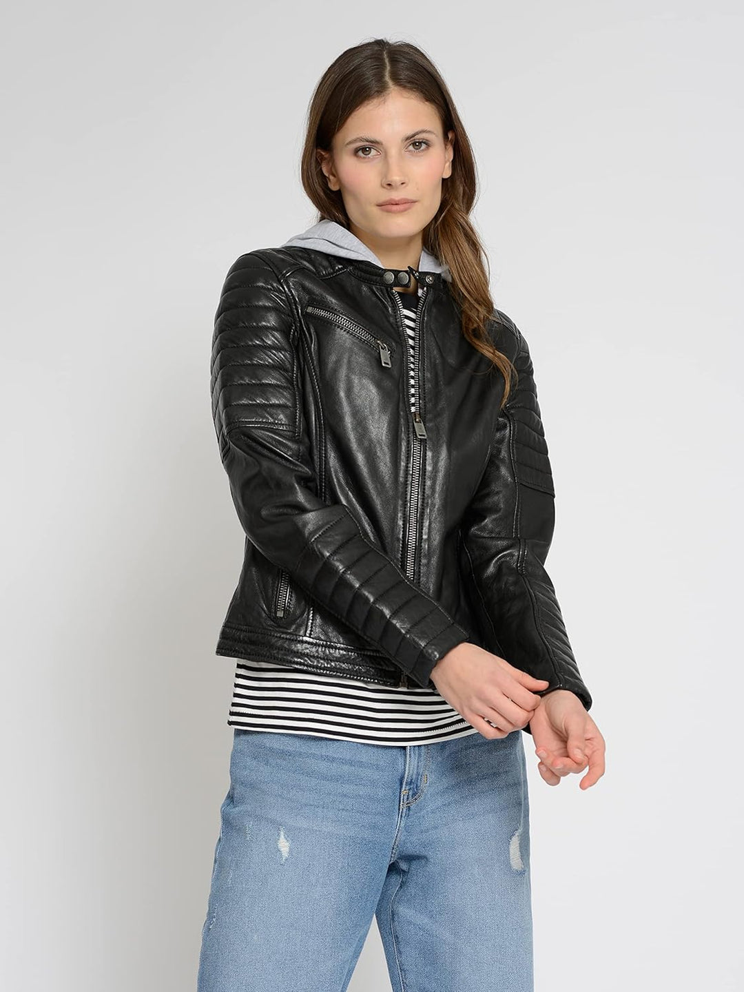 MUSTANG Damen Lederjacke 31022111 S Schwarz, S Schwarz