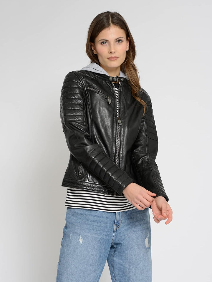 MUSTANG Damen Lederjacke 31022111 S Schwarz, S Schwarz