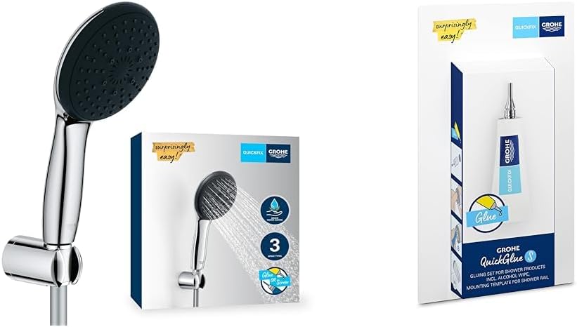 Grohe Vitalio 110 - Wandhalterset wassersparend ~8l/min + Kleber (3 Strahlarten, Standardanschluss,