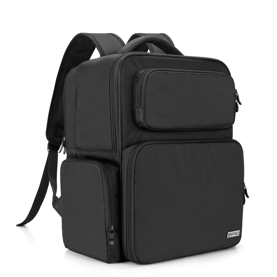 BAFASO Grosser Make-up-Rucksack, Kosmetiktasche mit Laptoptasche, Make-up-Tasche, Schwarz, Schwarz