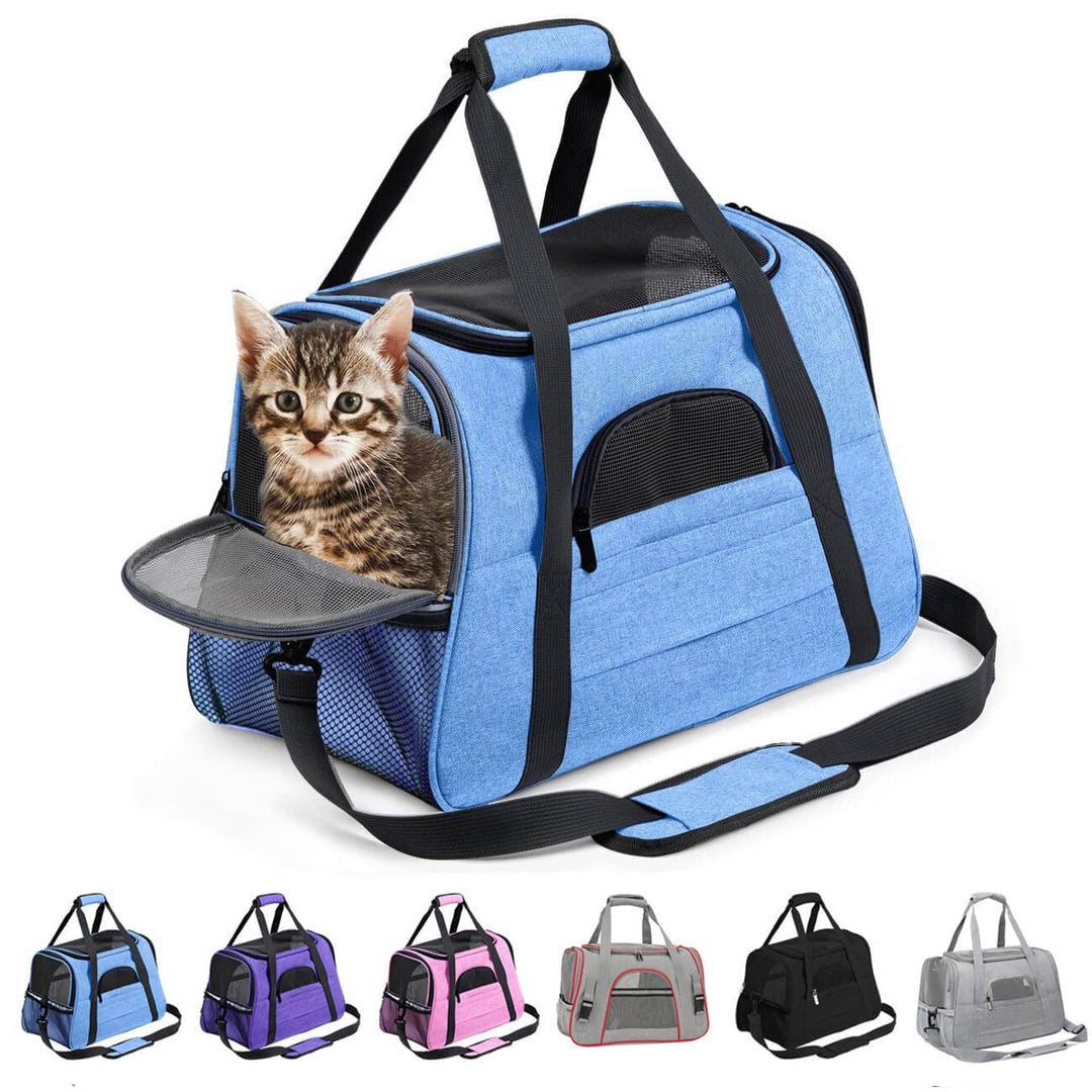 kleine Hunde Transportbox,transportbox Katze, Atmungsaktive und Faltbare Hundebox mit Verstellbarem,
