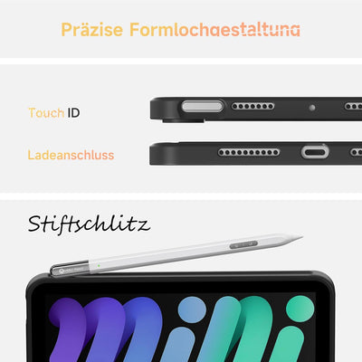 HOU Tastatur Hülle für iPad Mini 7/6, 8,3 Zoll, Ultradünne Klapptastatur, Magnetische Befestigung, M