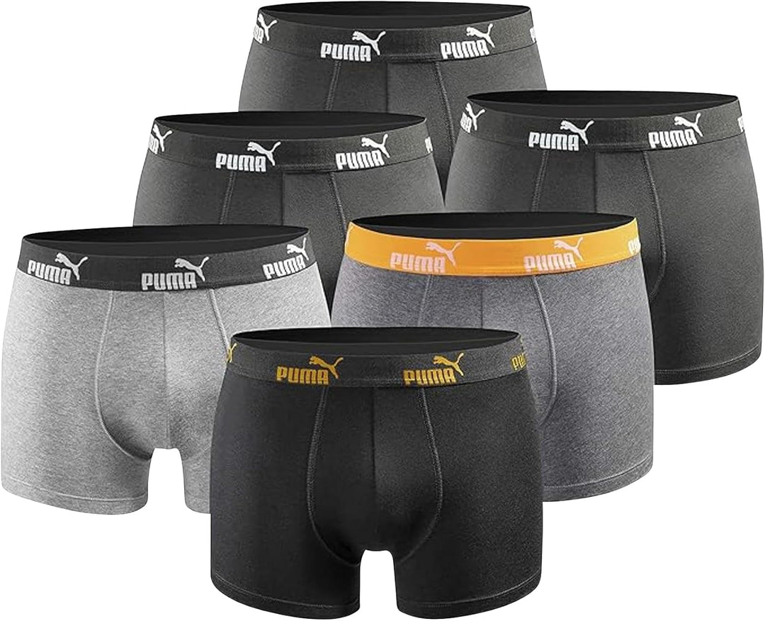 PUMA Boxershort 6er Pack Herren Basic Black Limited Edition Anthracite-black-new L, Anthracite-black