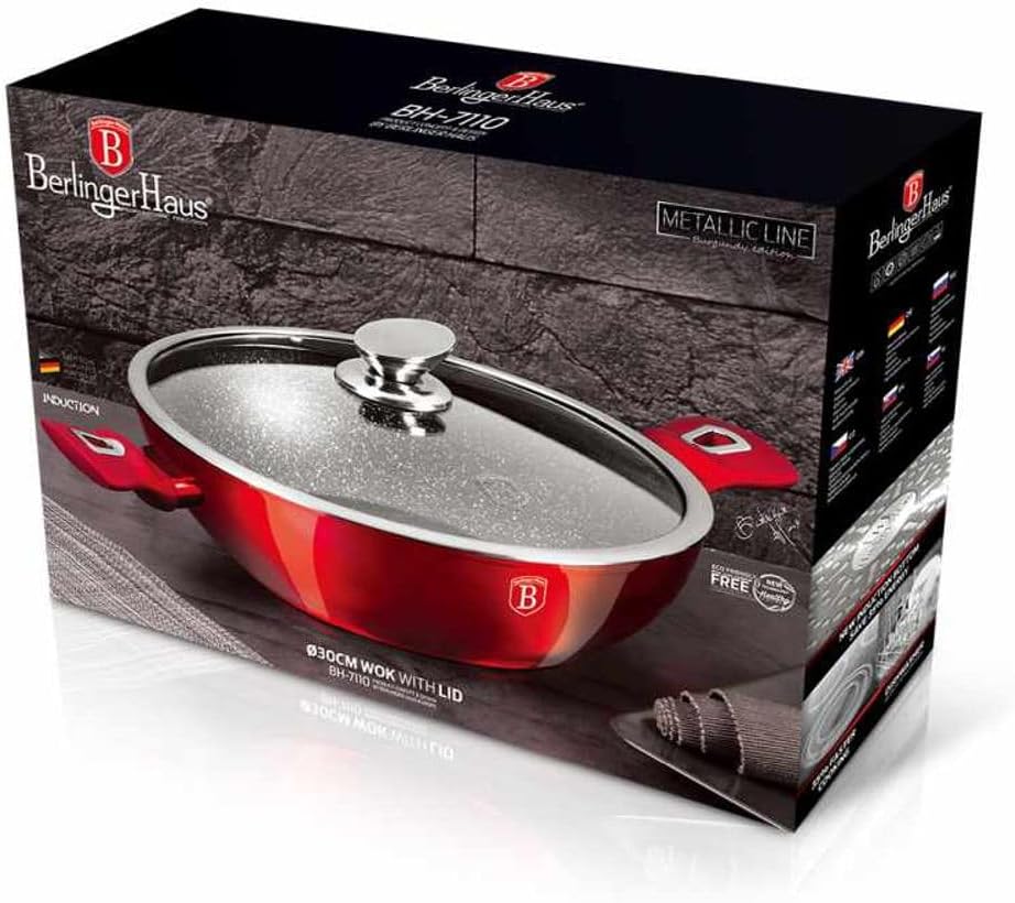 Berlinger Haus - BH/7110 - Wok mit Cover, 30 cm, Bordeaux Edition Online Metallic
