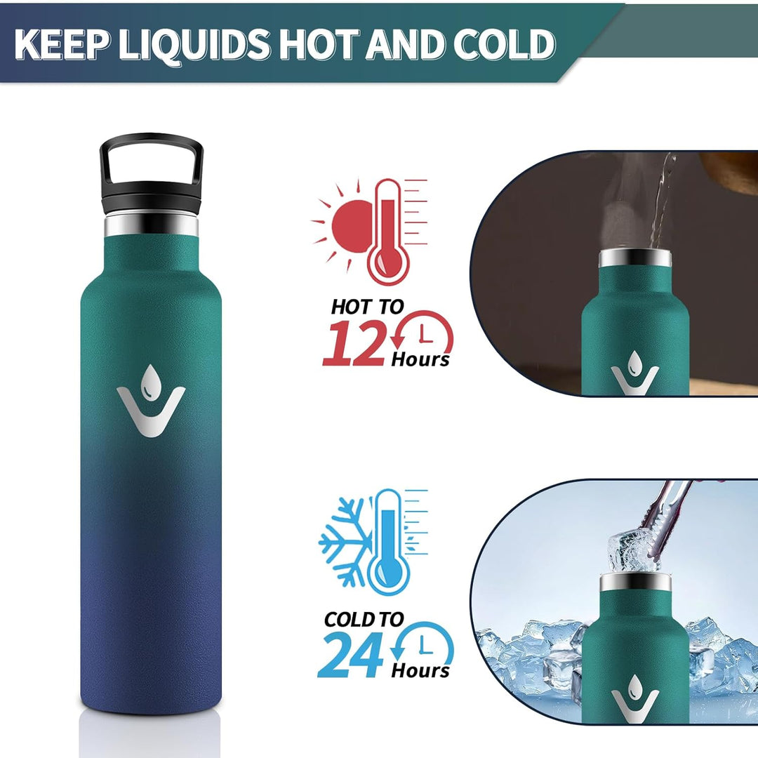 HoneyHolly Trinkflasche Edelstahl, 750 ML BPA-Frei, Thermosflasche, Auslaufsichere Isolierflasche Do
