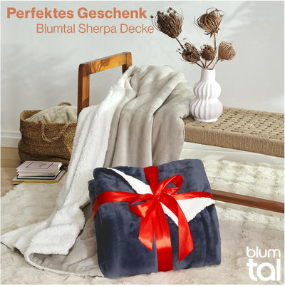 Blumtal Premium Sherpa Kuscheldecke 230 x 270 cm - warme Decke Oeko-TEX® zertifizierte Dicke Sofadec