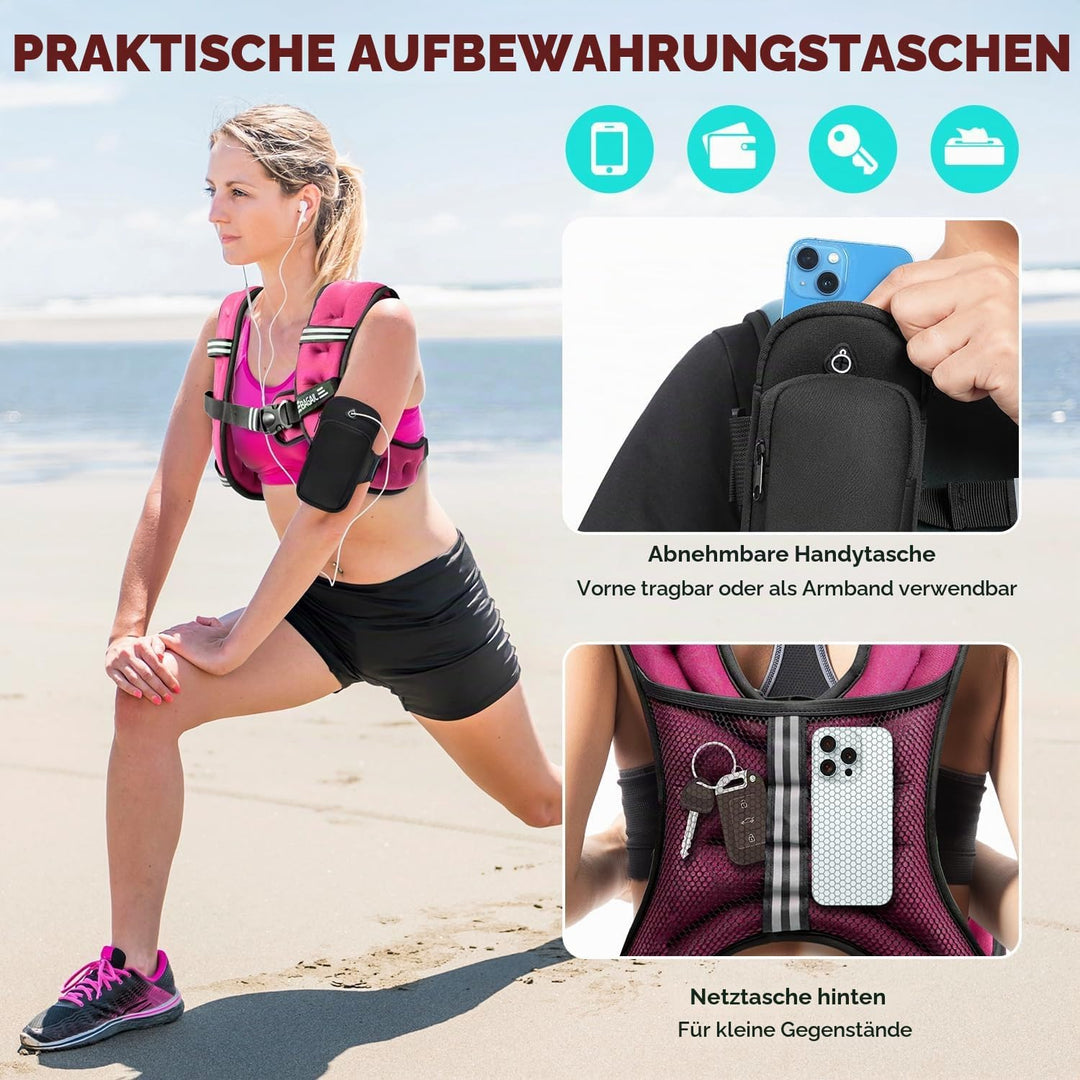 BAGAIL Gewichtsweste für Krafttraining, Brustgrösse Verstellbar, Praktische Tasche, mit Eisensand Ge