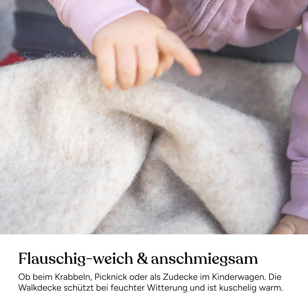 Ehrenkind® Walkdecke | Wolldecke Schurwolle | Babydecke | Kuscheldecke | Bio-Wolle & Bio-Baumwolle |