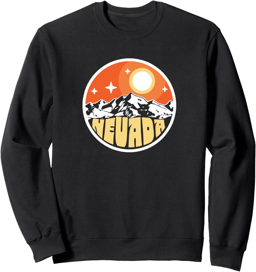 Vintage Nevada Mountains at Night Retro Moon & Stars Outdoor Sweatshirt