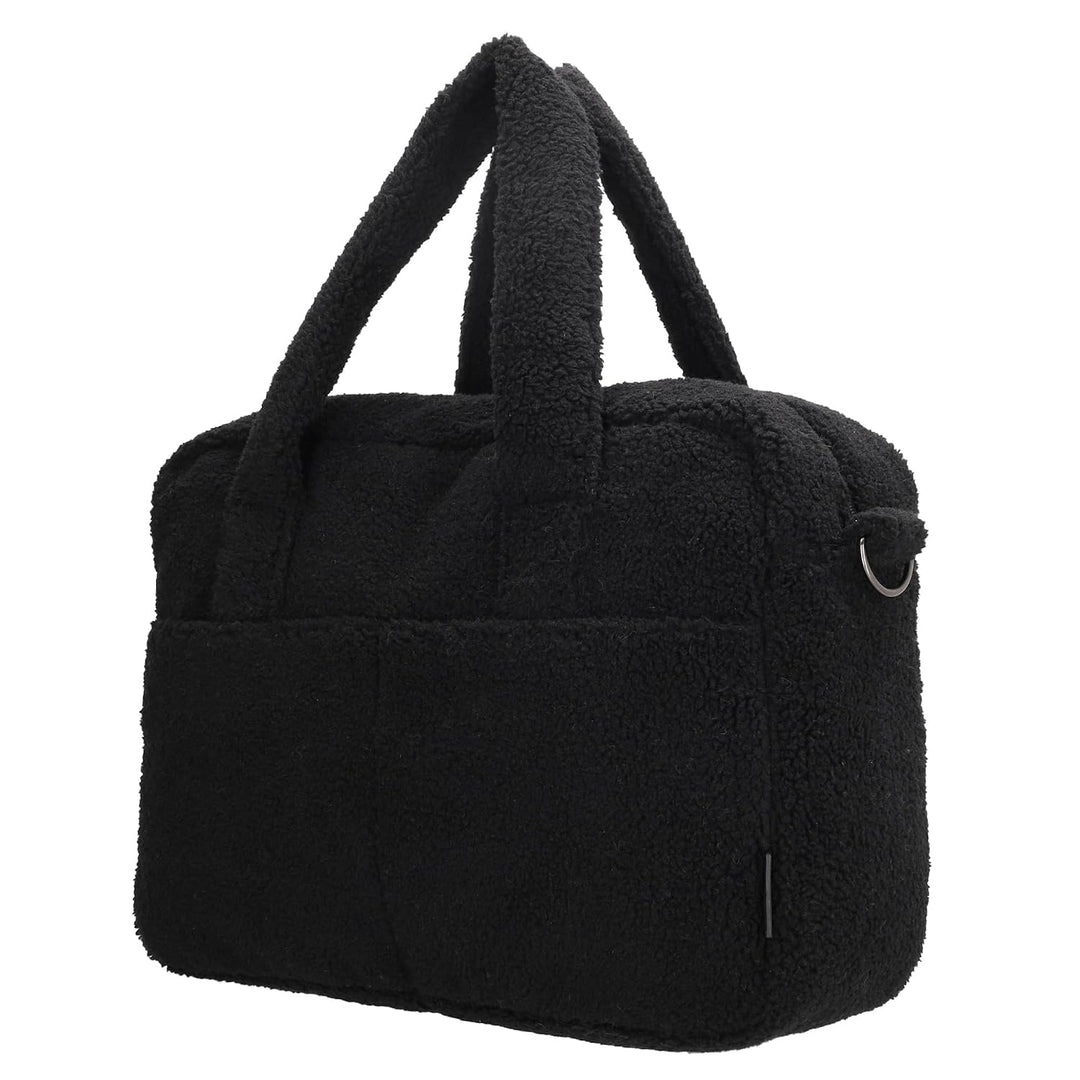 Beagles - Wickelrucksack Wickeltasche Unisex aus weichem - Schwarz | Teddystoff, Windeltasche mit Wi