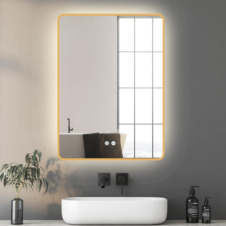 Badspiegel Led Beleuchtung Rechteck 70x100/100x70cm, Wandspiegel mit Antibeschlag und mit Touch Scha