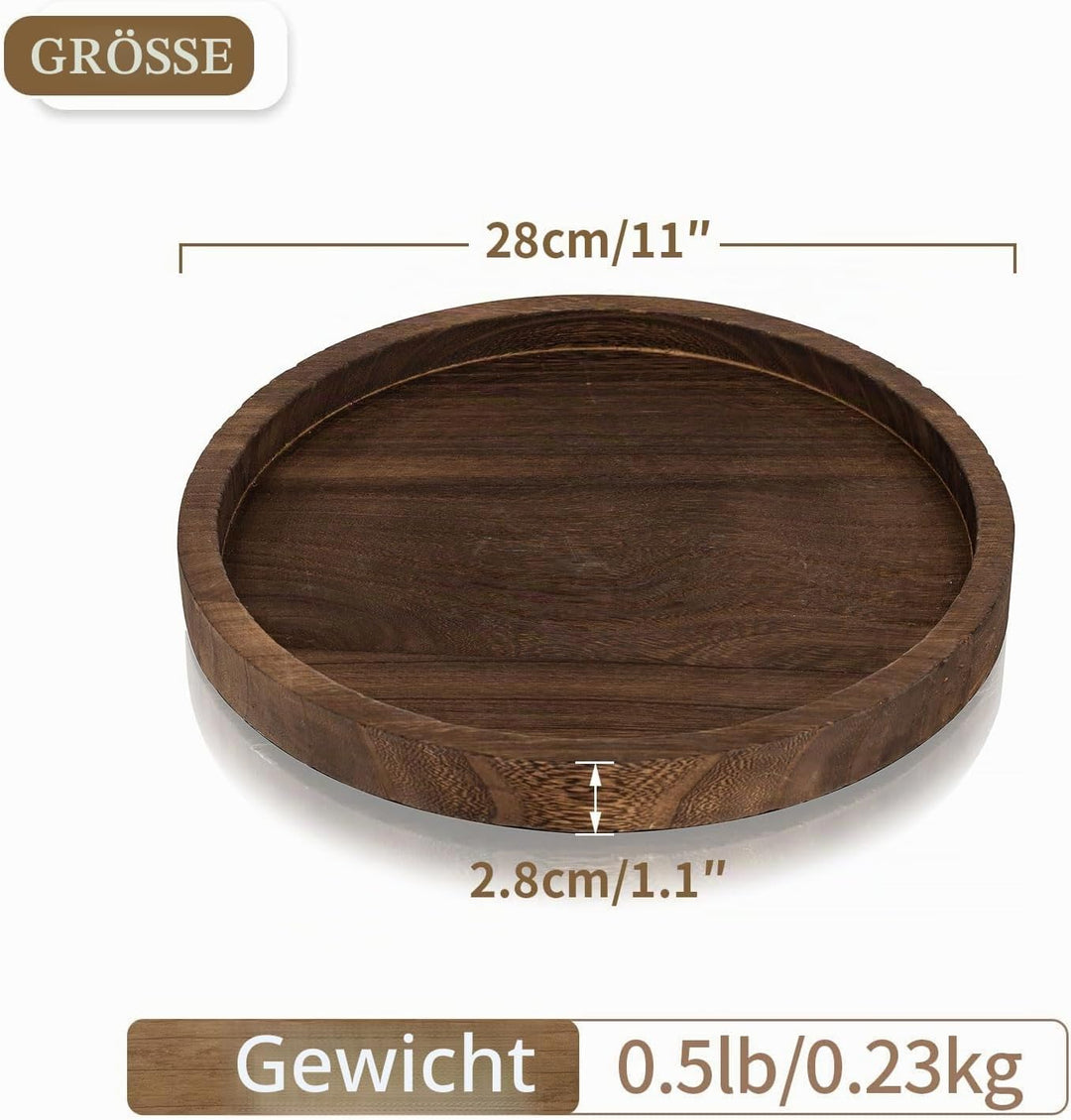 Hanobe Kerzenständer Holz Kerzenhalter Rund: Rustikal Tablett Runde Dekotablett Vintage Kerzentablet