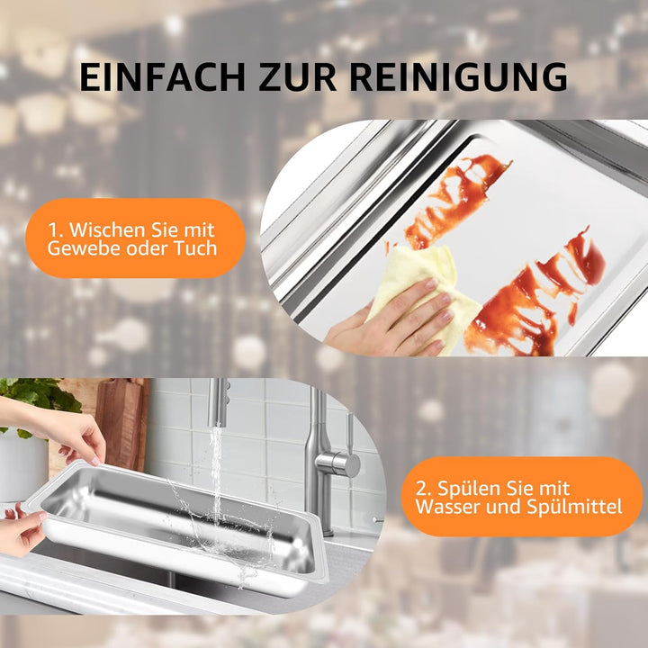 Chafing Dish Profi Set Toulouse, Edelstahl Warmhaltebehälter, Speisewärmer, Rechaud, Chafing Dishes