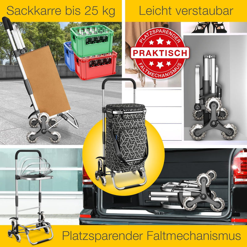 maxVitalis Einkaufstrolley Treppensteiger mit Kühlfach, Einkaufsroller klappbar, Shopping Trolley hö