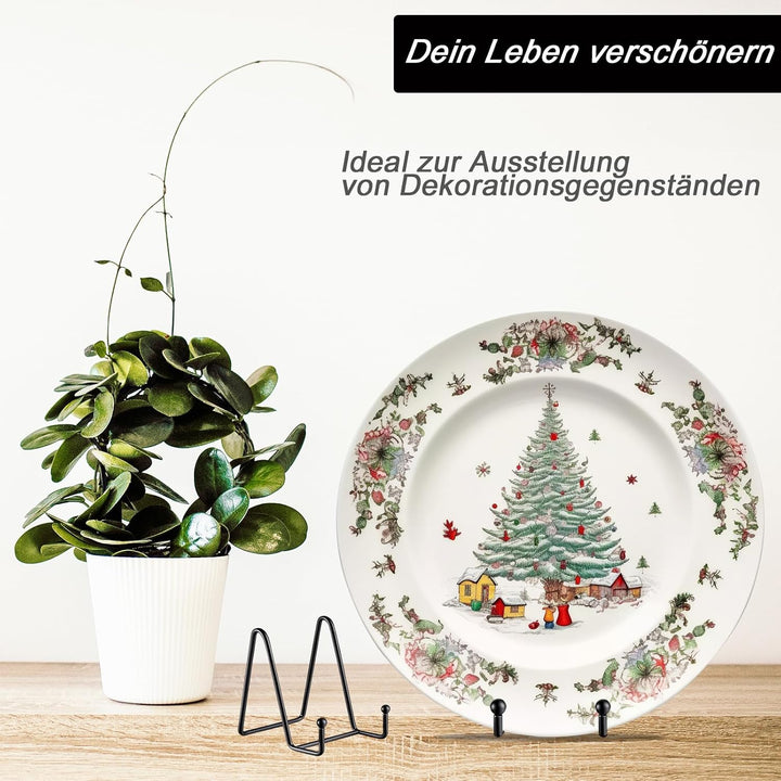 Tellerständer aus stabilem Metall, 25,4 cm, Schwarz, 2 Stück | Für Dekoteller, Bücher, Fotos und Pla