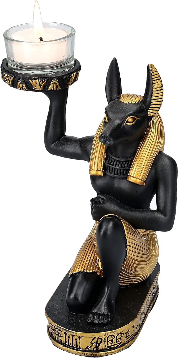 Teelichthalter Anubis Figur kniend | Ägyptische Deko