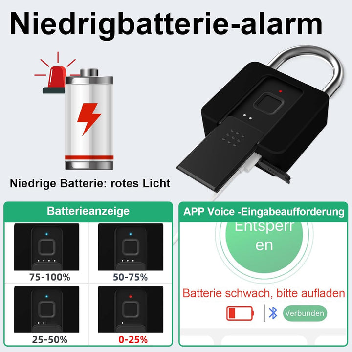 Fingerabdruck Vorhängeschloss, Eseesmart Grosses Smart Lock, Bluetooth Biometrischem Vorhängeschloss