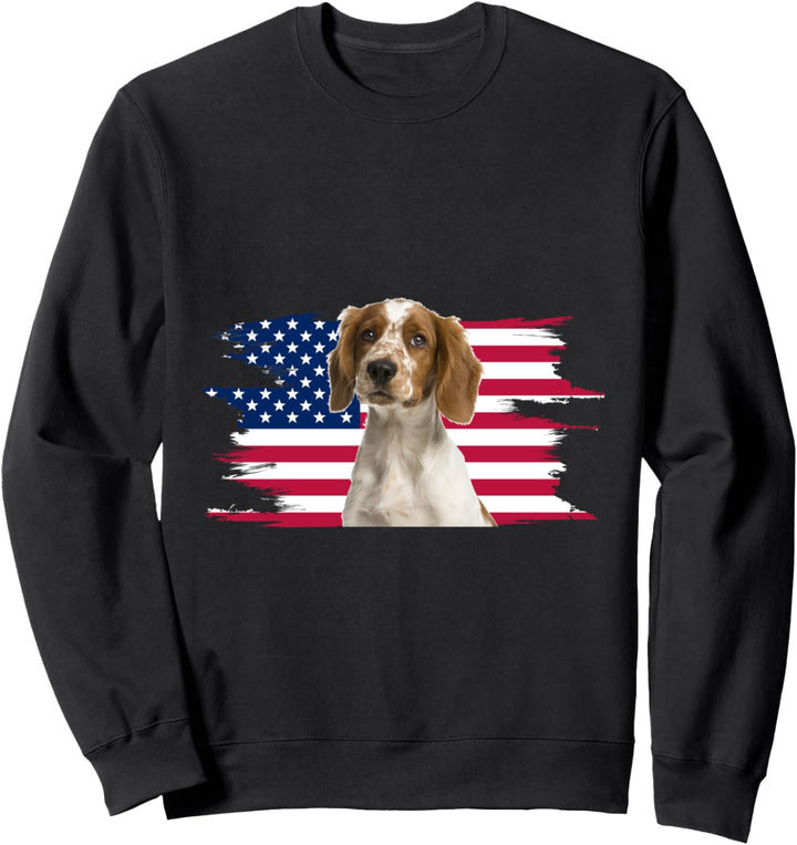 American Flag Dog Welsh Springer Spaniel Sweatshirt