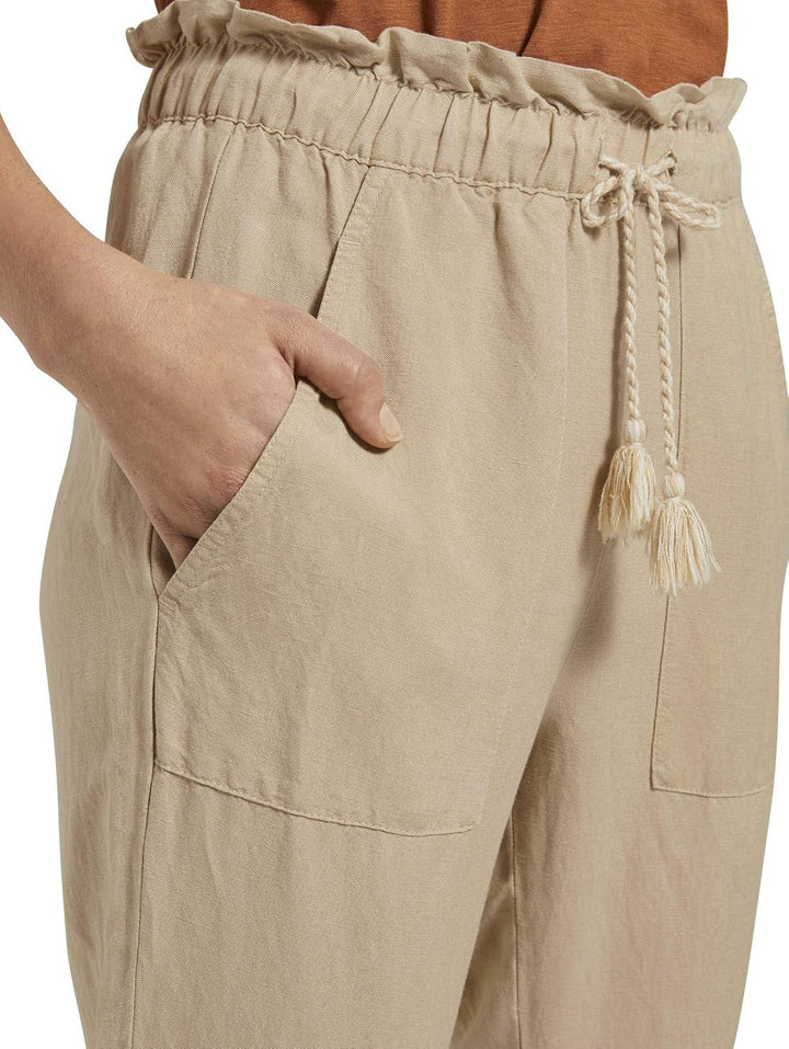 TOM TAILOR Damen Leinen Relaxed Hose 34 22201 - Cream Toffee, 34 22201 - Cream Toffee