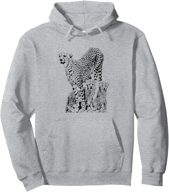 Geparden mit Babys Motiv Raubkatze Katzen Gepard Jungtiere Pullover Hoodie