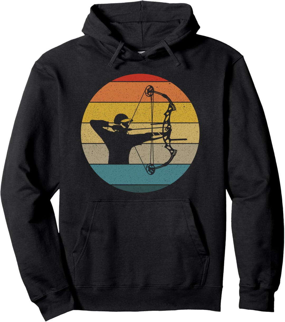 Retro Bogenschiessen Mann Sonnenuntergang Bogen Jagd Geschenk Pullover Hoodie