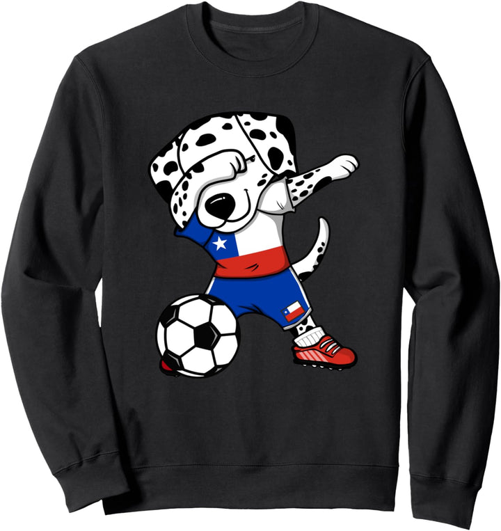 Dabbing Dalmatiner Hund Chile Fussball Chilenische Flagge Sweatshirt