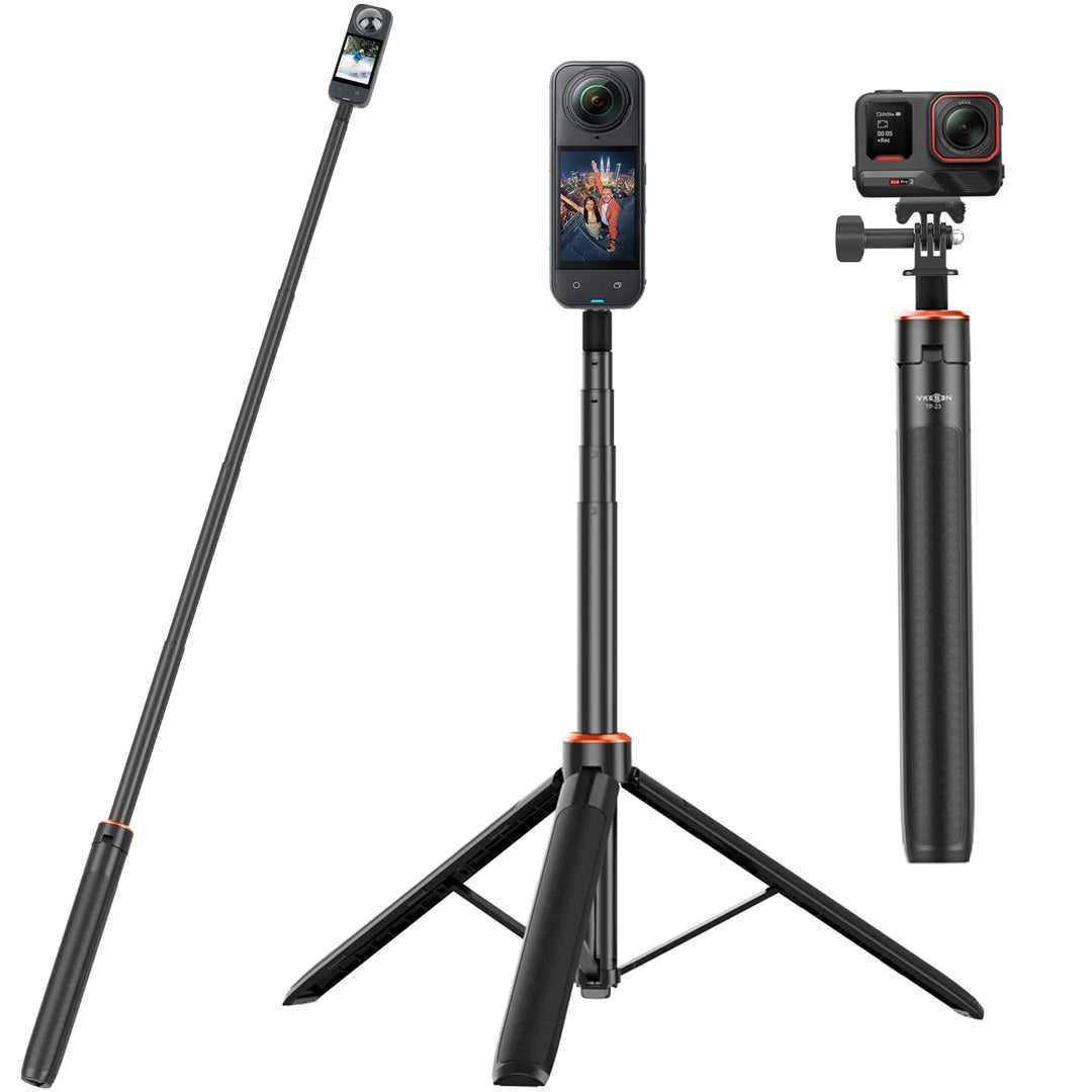 136cm Ausziehbar Selfie-Stick Stativ für Insta 360 X5/X4/X3/ONE X2/ONE X/Ace/Ace Pro/Ace Pro 2/ONE R