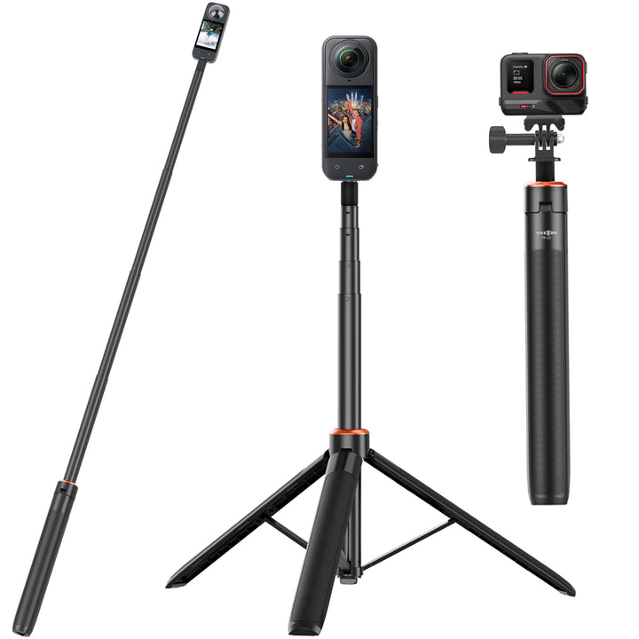 136cm Ausziehbar Selfie-Stick Stativ für Insta 360 X5/X4/X3/ONE X2/ONE X/Ace/Ace Pro/Ace Pro 2/ONE R