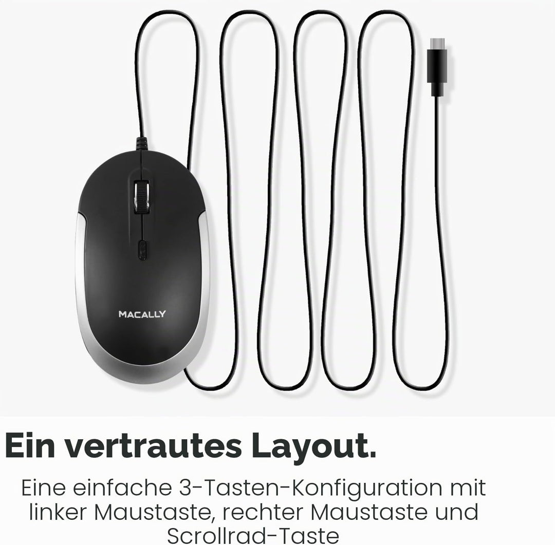 Macally USB-Typ-C-Maus – Schlankes & kompaktes Design – USB-C-Maus für MacBook Pro iMac PC usw. – Ei
