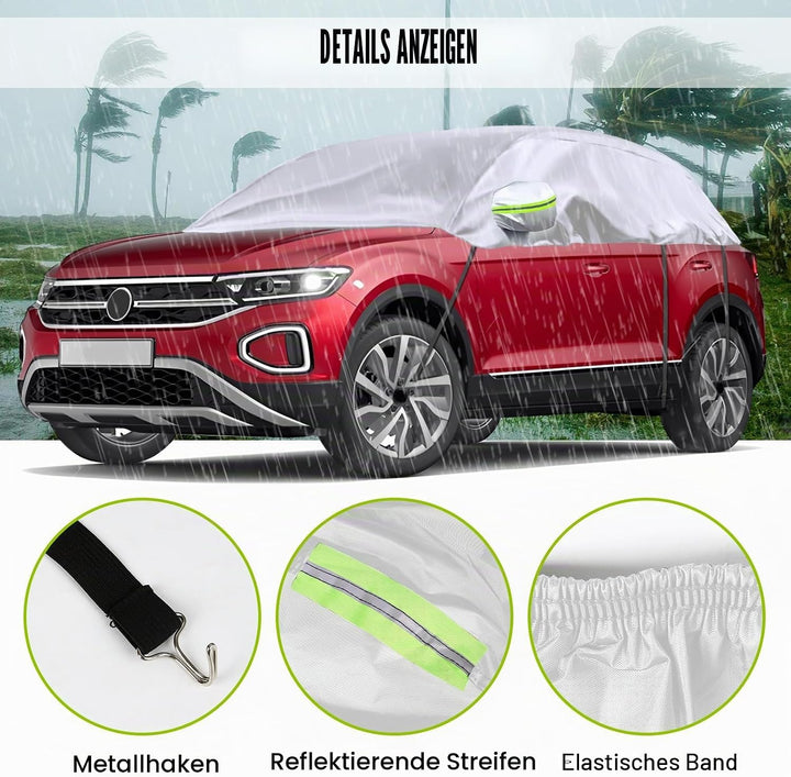 Opaltool Halbgarage für 2017-2023 VW T-ROC, Silberne Massgeschneidertes Autogarage Softtop Halbabdec