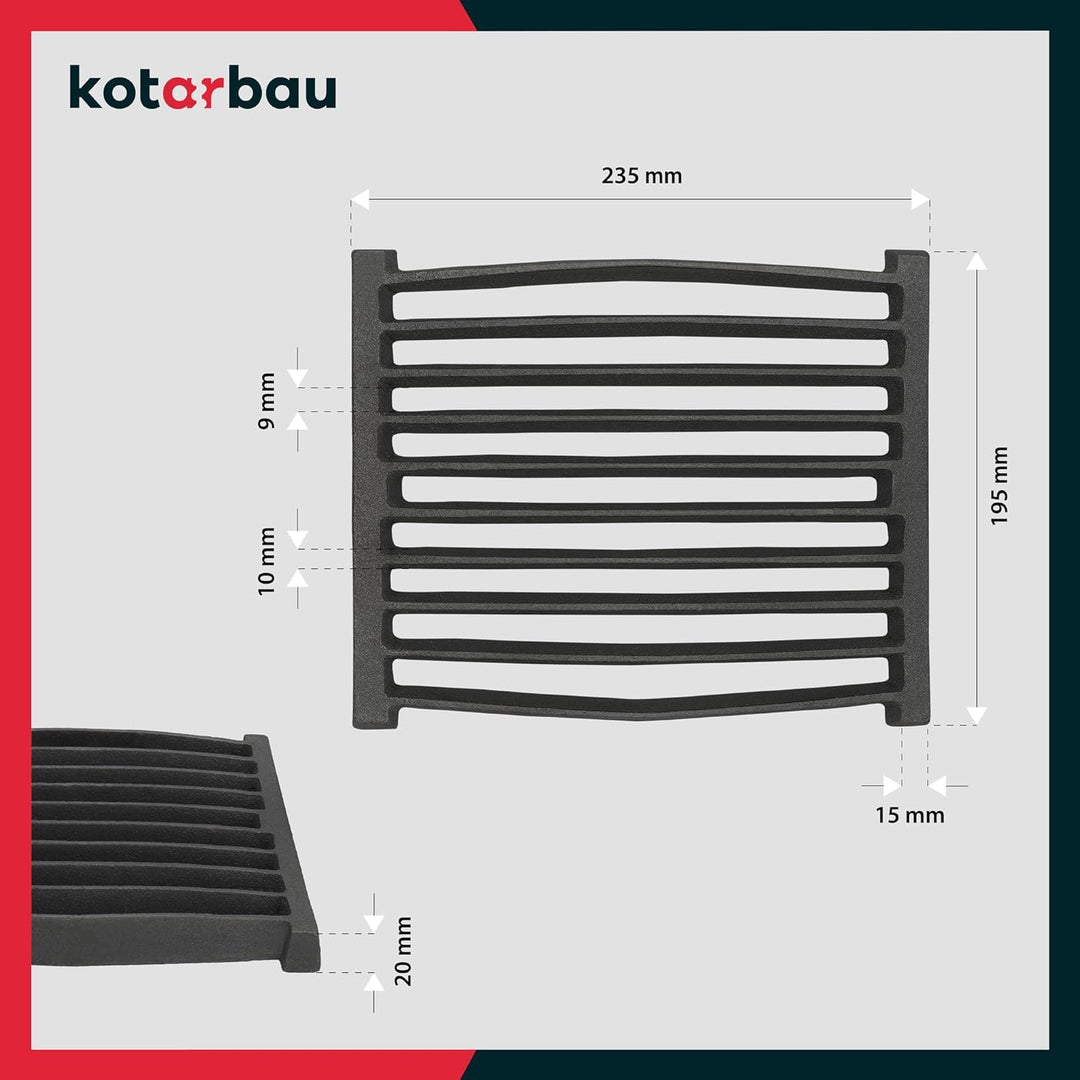 KOTARBAU Kaminrost 23 x 20 cm Kaminofen Ascherost Tafelrost Rost Ofengitter Kamin Ersatzteile Zubehö