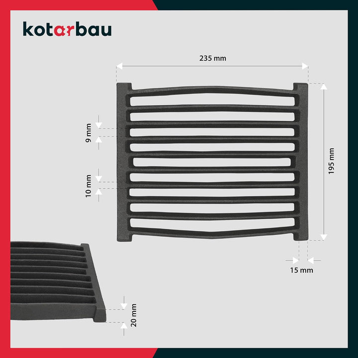 KOTARBAU Kaminrost 23 x 20 cm Kaminofen Ascherost Tafelrost Rost Ofengitter Kamin Ersatzteile Zubehö