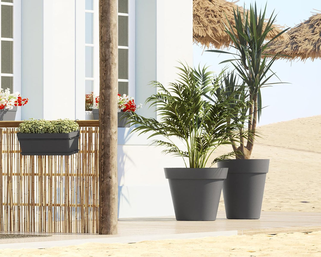 Artevasi Capri-Topf High, Hoher runder Kunststofftopf, 56cm, Farbe: Hellgrau Hellgrau 56cm High, Hel