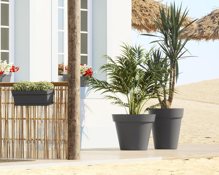 Artevasi Capri-Topf High, Hoher runder Kunststofftopf, 56cm, Farbe: Hellgrau Hellgrau 56cm High, Hel