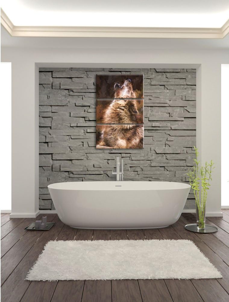 Pixxprint heulende Wölfe als Leinwandbild/Grösse: 3 Teilig (120x80) cm/Wandbild/Kunstdruck/fertig be