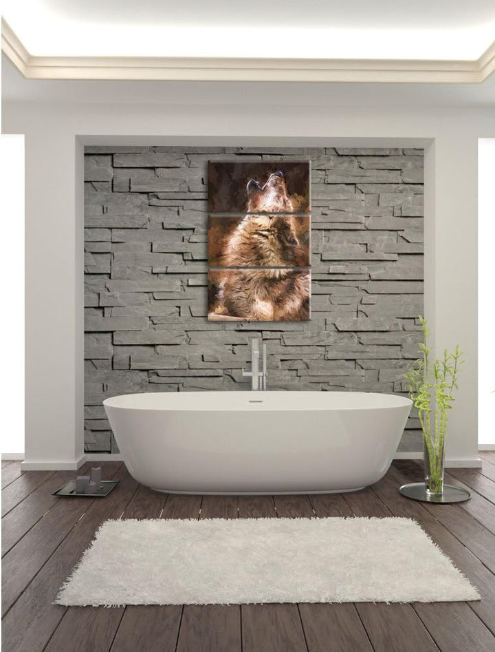 Pixxprint heulende Wölfe als Leinwandbild/Grösse: 3 Teilig (120x80) cm/Wandbild/Kunstdruck/fertig be