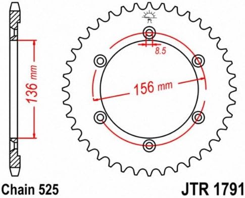 JT Ritzel jtr1791.4242T Stahl hinten Ritzel Anzahl der Zähne: 42, Anzahl der Z&amp;