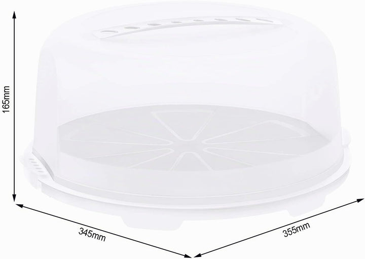 Rotho FRESH hohe Tortenglocke mit Haube und Tragegriff Weiss/Transparent, Weiss/Transparent