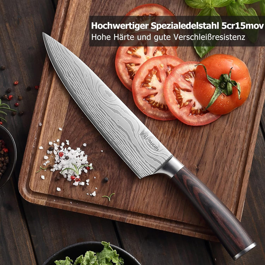 PAUDIN Kochmesser, Klingenlänge 20cm Profi Küchenmesser Messer Chefmesser Allzweckmesser aus hochwer