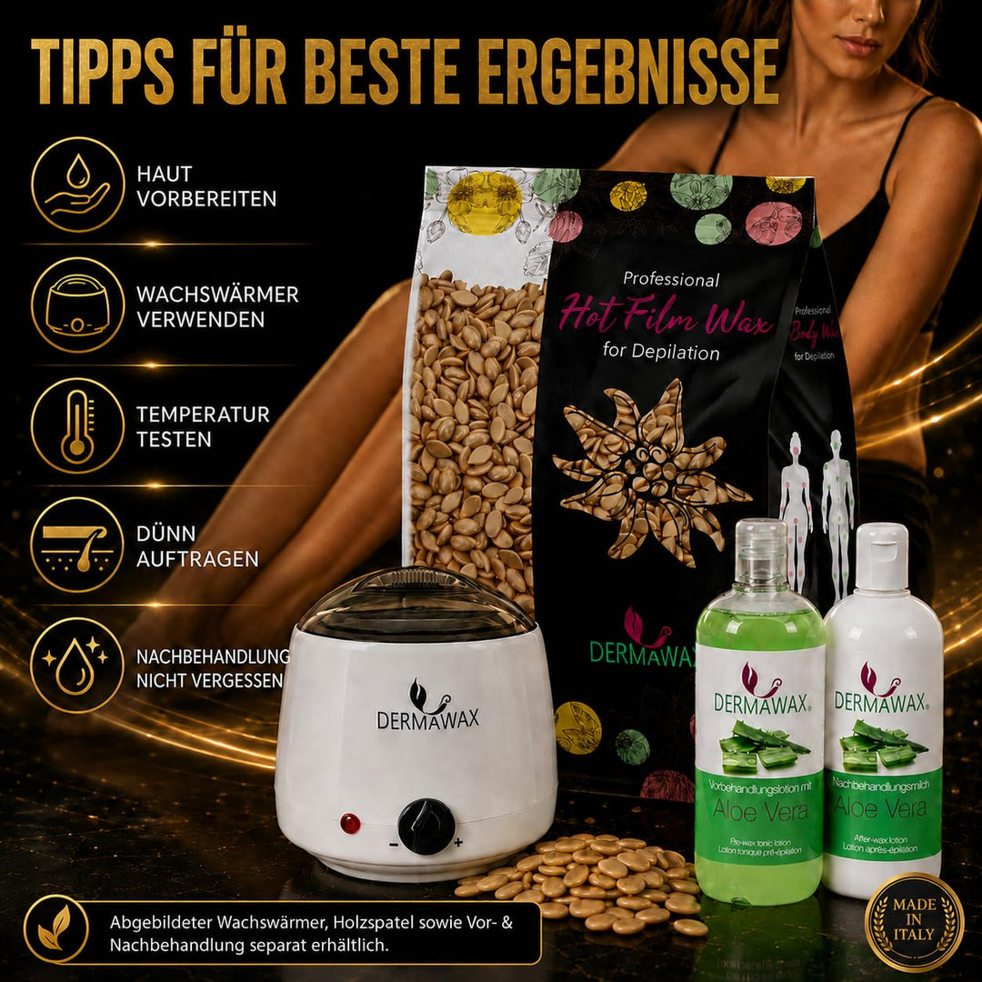 Dermawax 1 kg Gold Waxing Perlen- Professionelle Heisswachs Wachsperlen zur Haarentfernung- Anwendun
