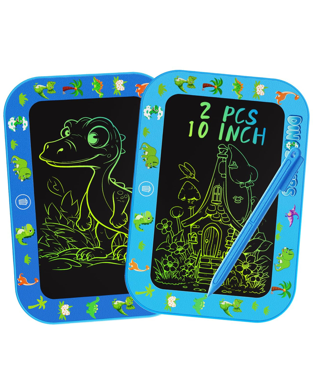 2er-Pack 10 Zoll LCD-Schreibtafel für Kinder (Gesamt m. Rahmen, Zeichfl. ca. 8 Zoll), farbenfrohes D