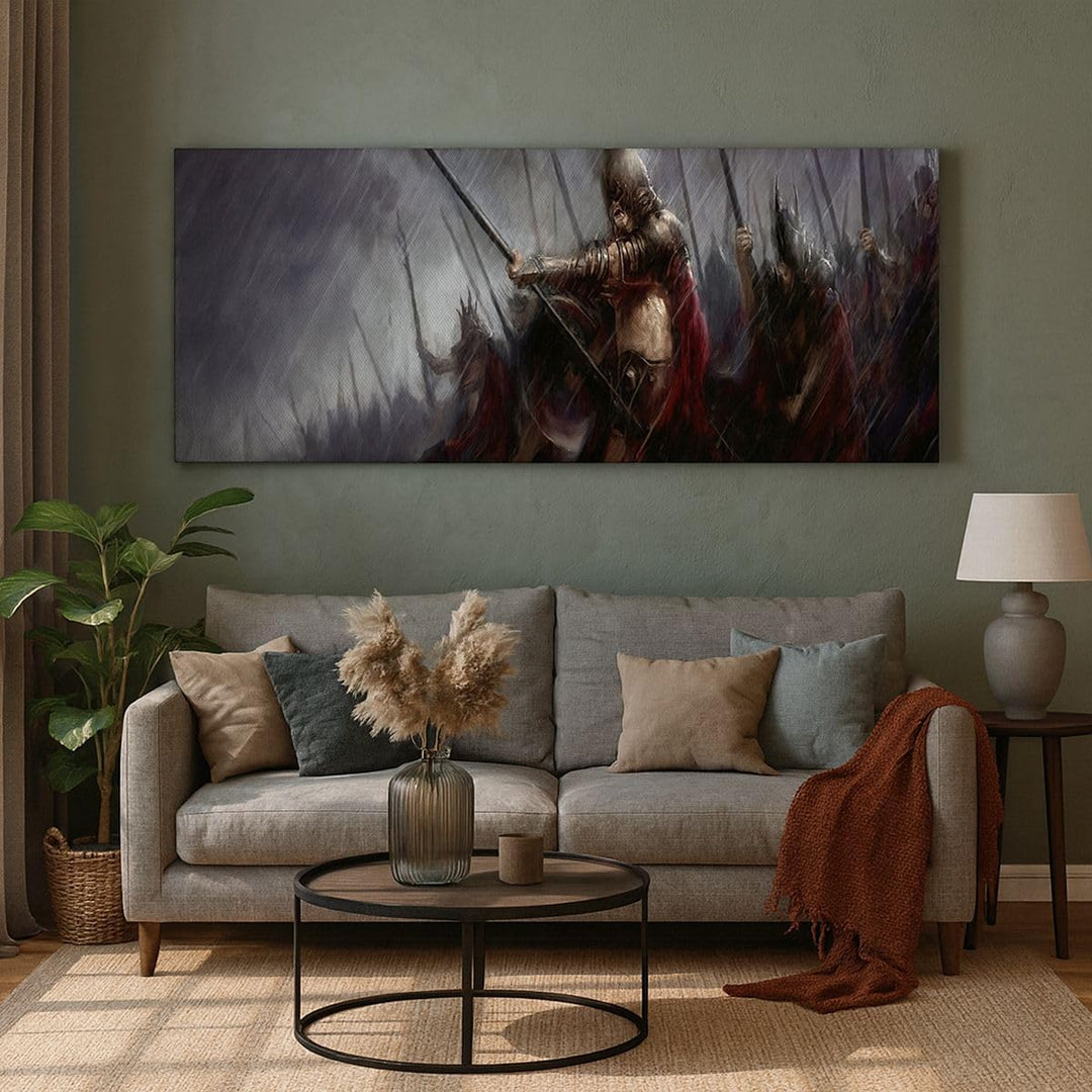 Panorama Bilder auf Leinwand ritter kampf feld Leinwandbild 90x30cm Wandbilder Dekoration Wohnzimmer