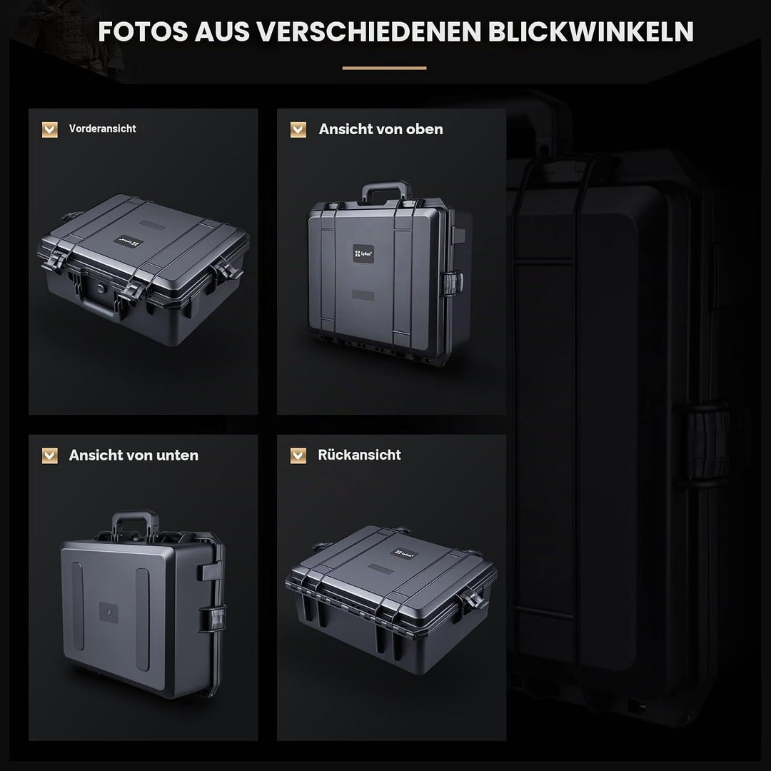 Lykus HC-5020 Grosser Wasserdicht Koffer mit Schaumstoff, Innenmass 50 x 40 x 21 cm, geeignet für el