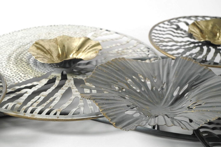 Kobolo Wandbild Wanddeko Metallbild 3D-Bild - ROOTS - anthrazit silber gold - ca 105x50 cm
