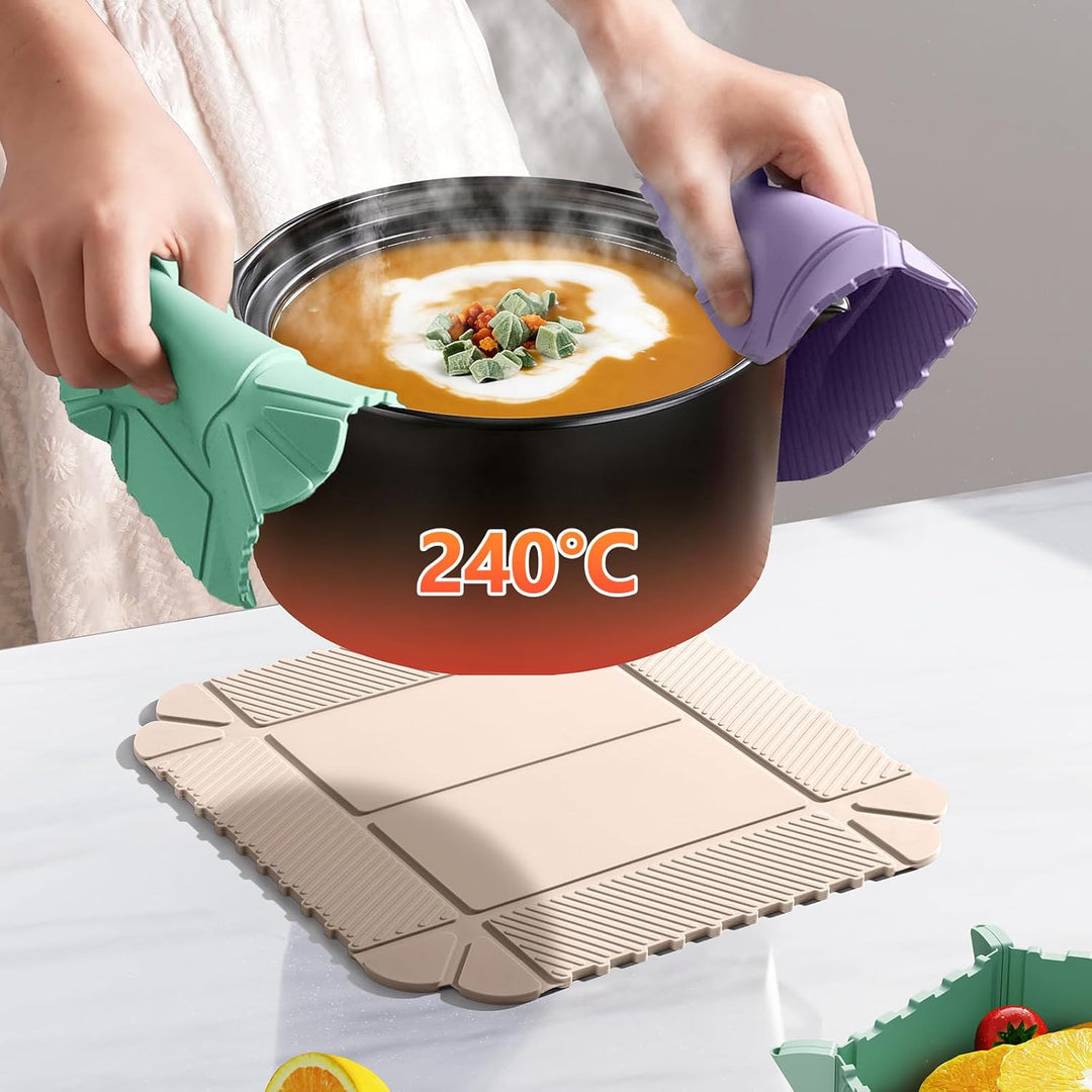 Magnetische Silikon Topfuntersetzer, 3er Set Klappbarer Hitzebeständig Untersetzer (240°C), Magnetis