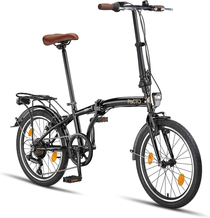 PACTO Ten Klapprad 20 Zoll mit Schnelles Faltsystem (10 Sek), Stahlrahmen, Leichtgewicht (16KG), Shi