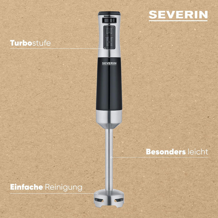 SEVERIN Stabmixer zum Pürieren und Zerkleinern, Mixstab mit stufenloser Geschwindigkeitseinstellung,