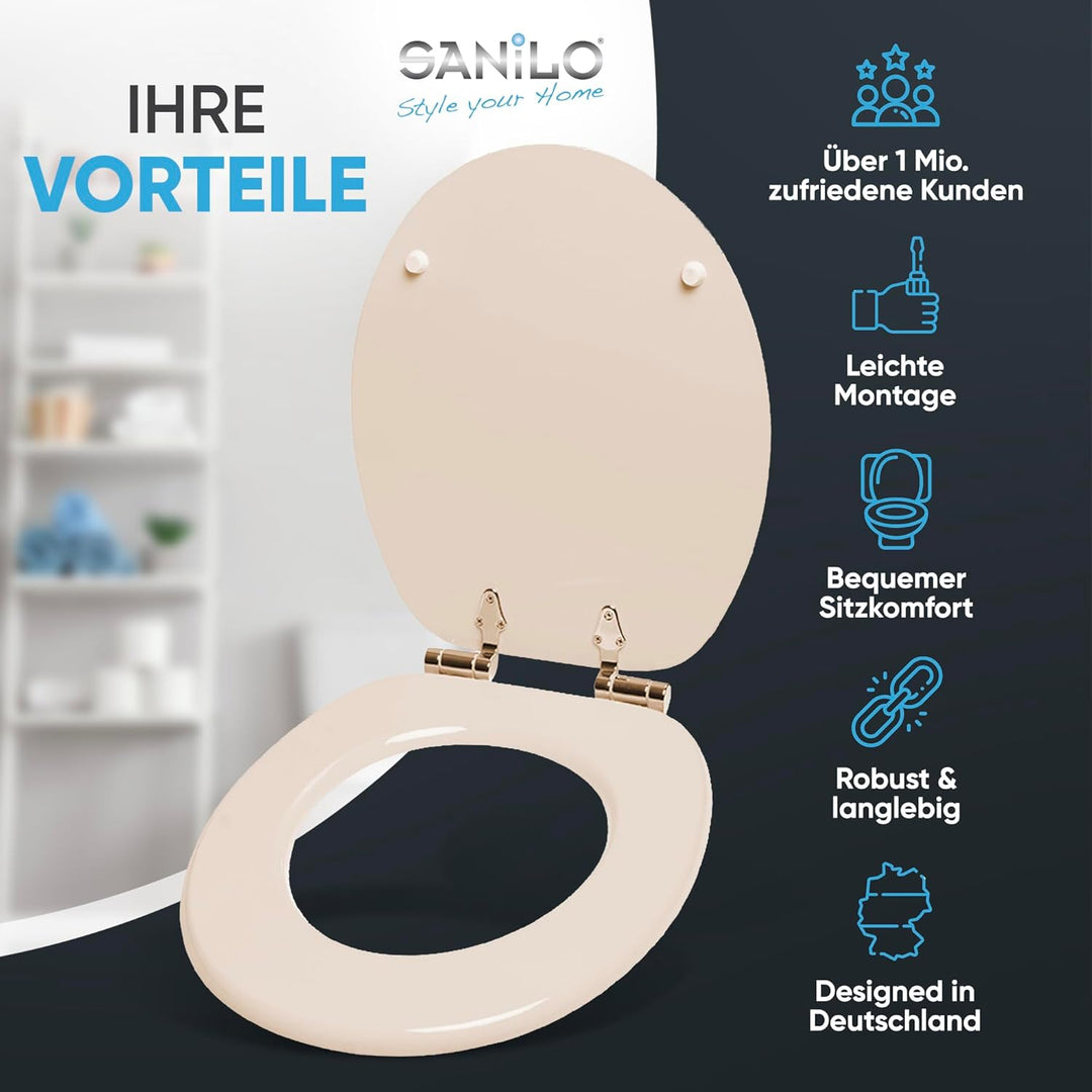 Sanilo WC Sitz mit Absenkautomatik, viele einfarbige Toilettendeckel zur Auswahl, hochwertige und st