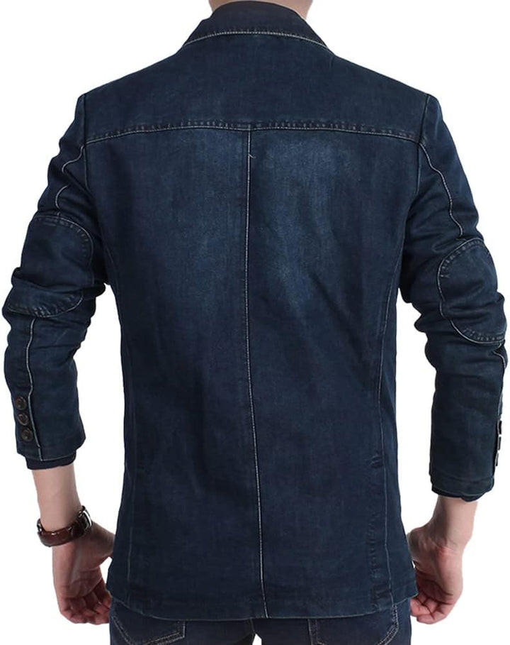 YOUTHUP Herren Slim Fit Denim Sakko Casual Business Freizeit 3 Knöpfe Anzugsjacke mehrere Taschen Bl